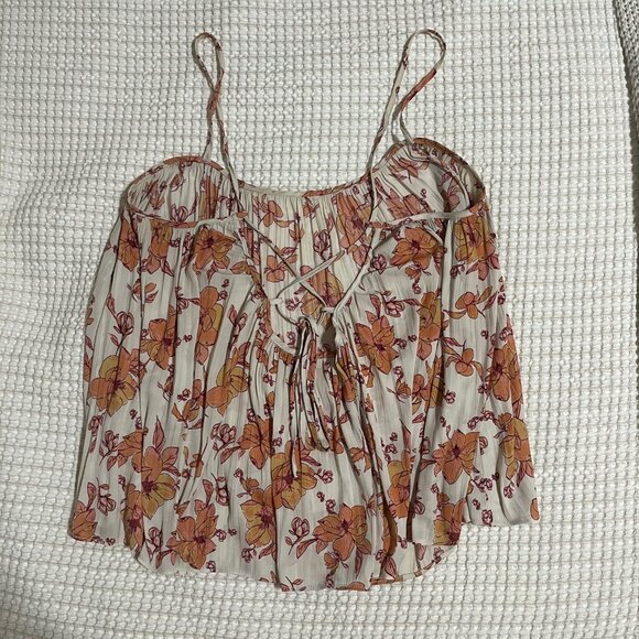 Free People Floral Satin Tank Top, Size Medium - Picture 4 of 5